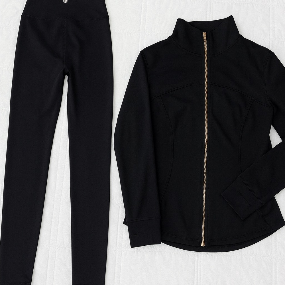 Lululemon Define Black Activewear Set with Gold Zipper